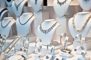Jewelry on window display